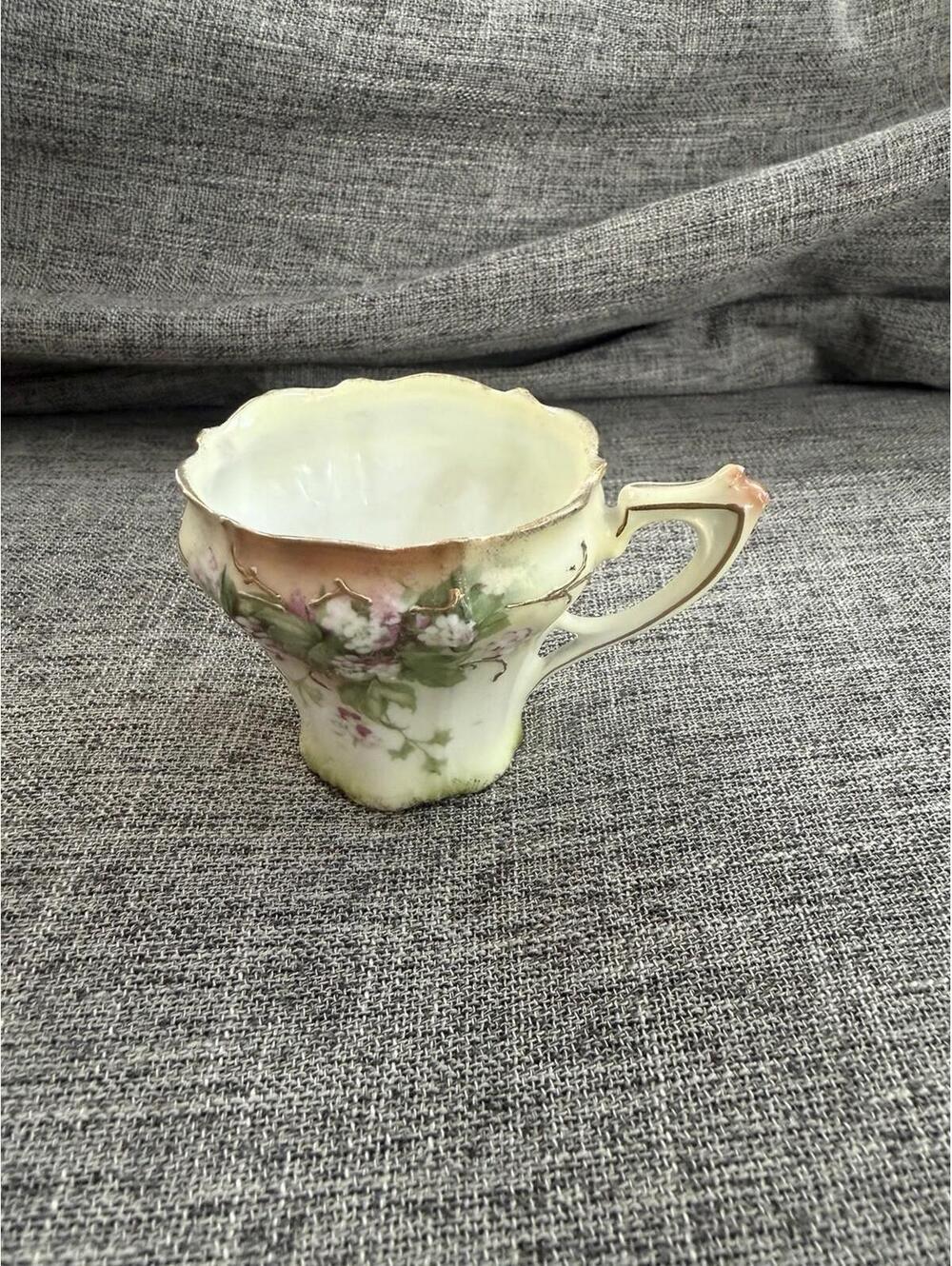 Antique RS Prussia Red Mark Demitasse Cup Pink Floral 2.75” Germany
